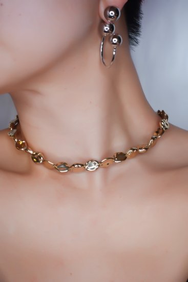 【10%OFF】Metallic Plate Necklace (Gold)