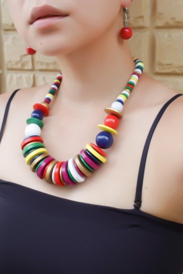 【50%OFF】Colorful Wood(ネックレス+ピアスセット)