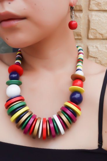 【50%OFF】Colorful Wood(ネックレス+ピアスセット)