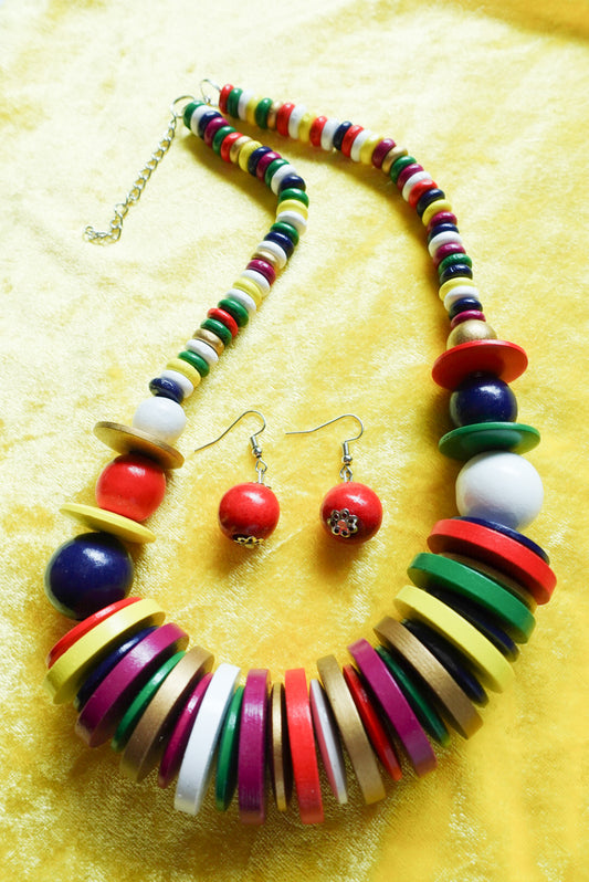 【50%OFF】Colorful Wood(ネックレス+ピアスセット)