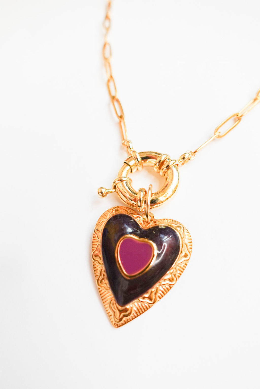Bold Heart Lock Necklace