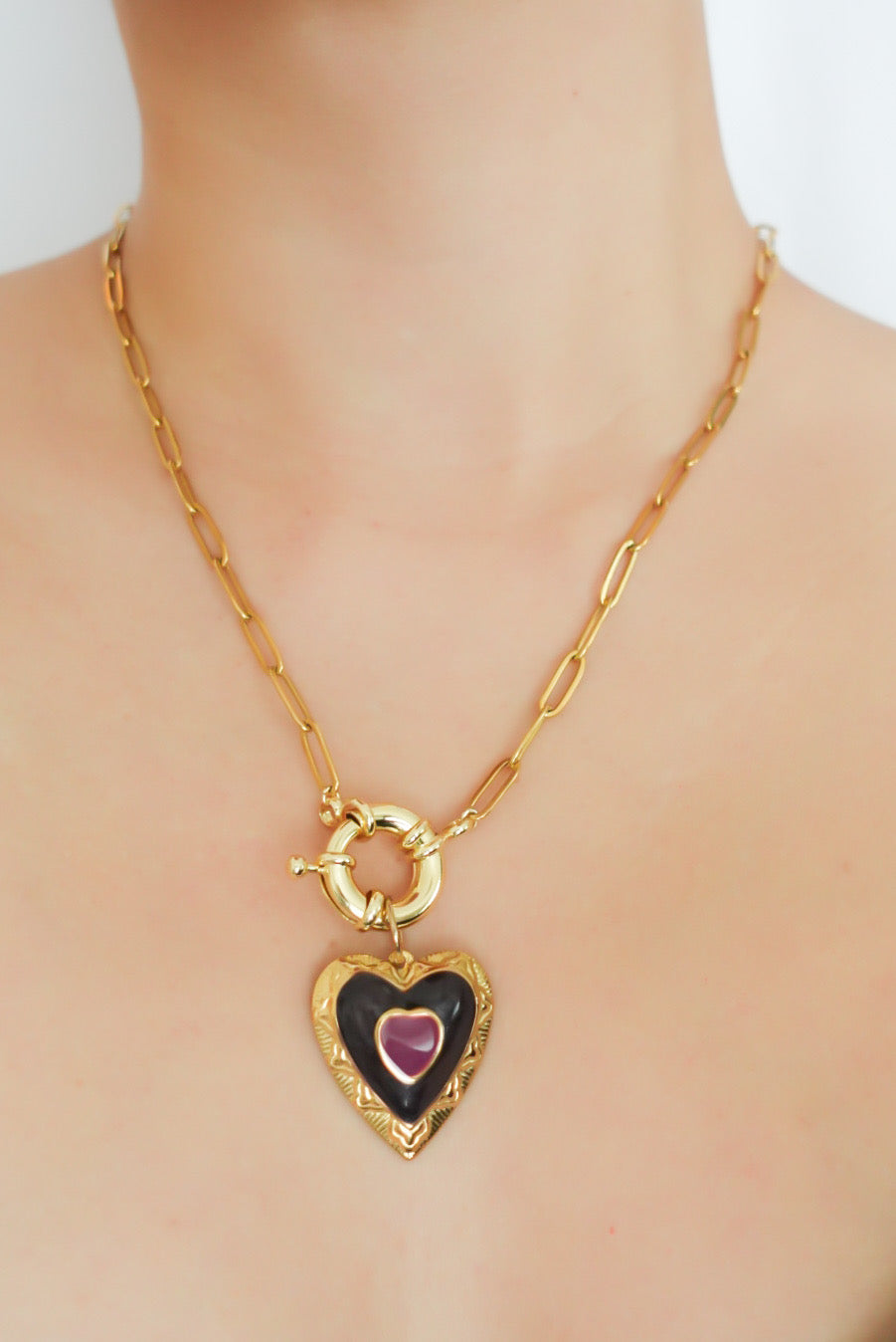 Bold Heart Lock Necklace