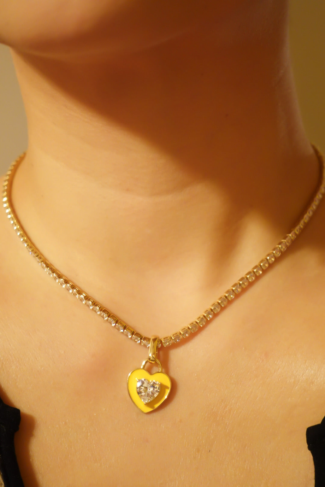 Heart Crystal Necklace(Yellow)