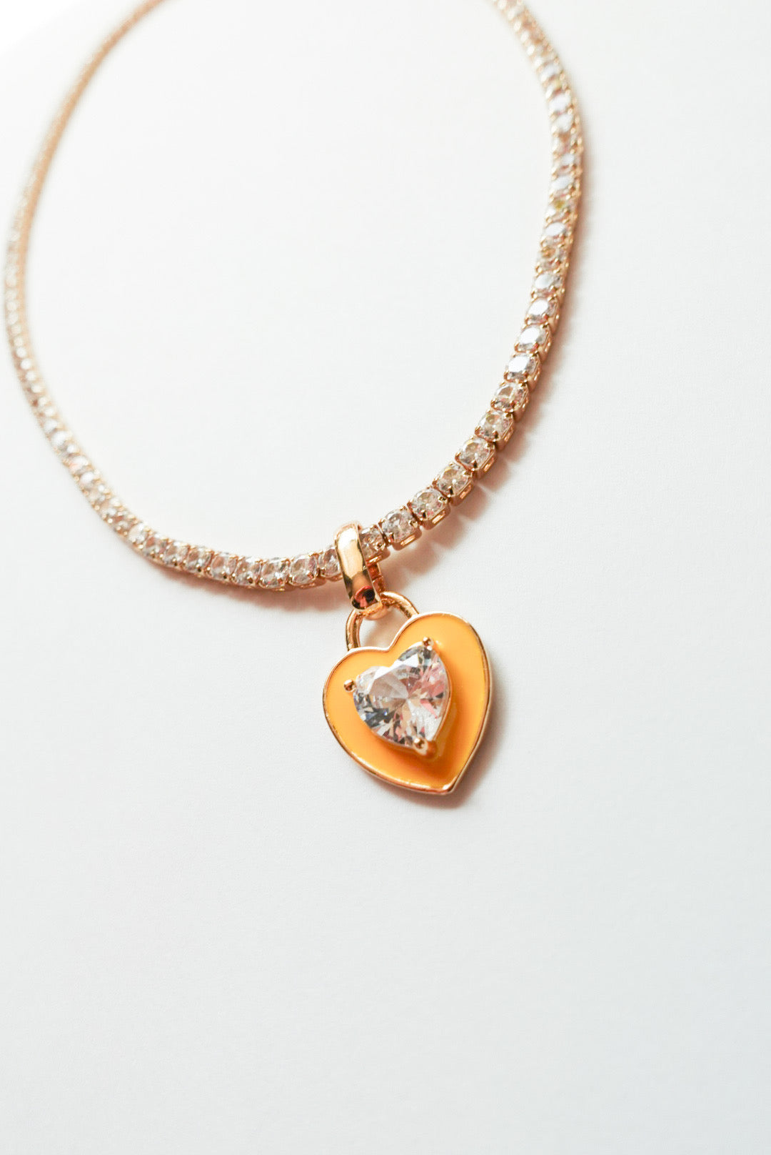 Heart Crystal Necklace(Yellow)