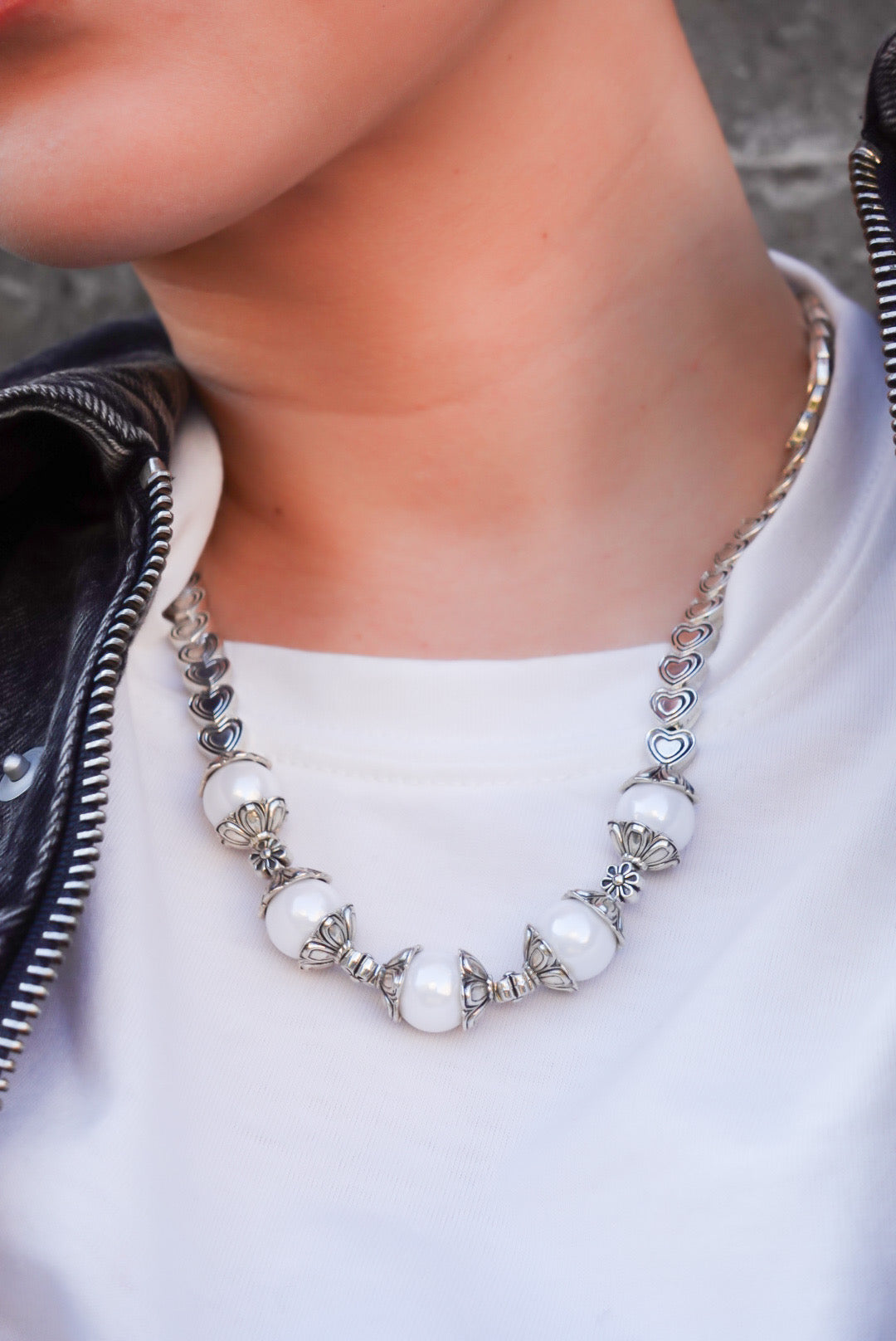 Silver×Pearl Necklace