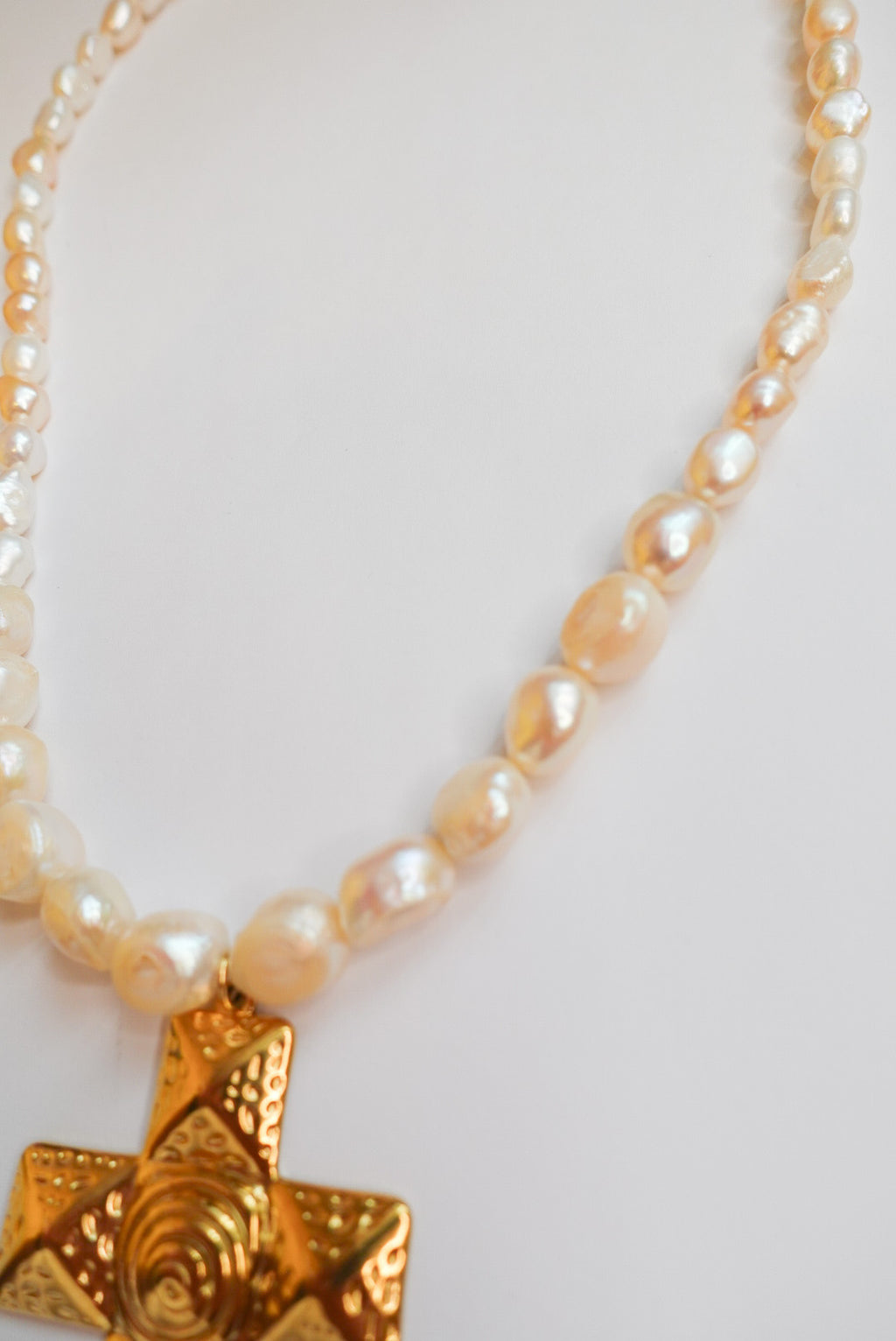 Luxe Pearl Cross Necklace