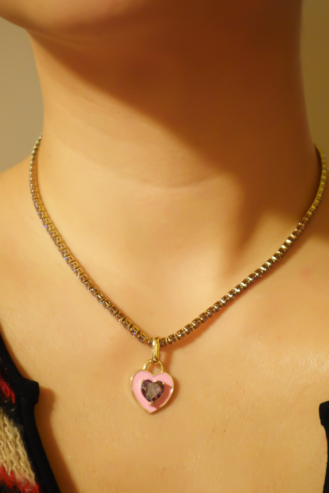 Heart Crystal Necklace(Pink)