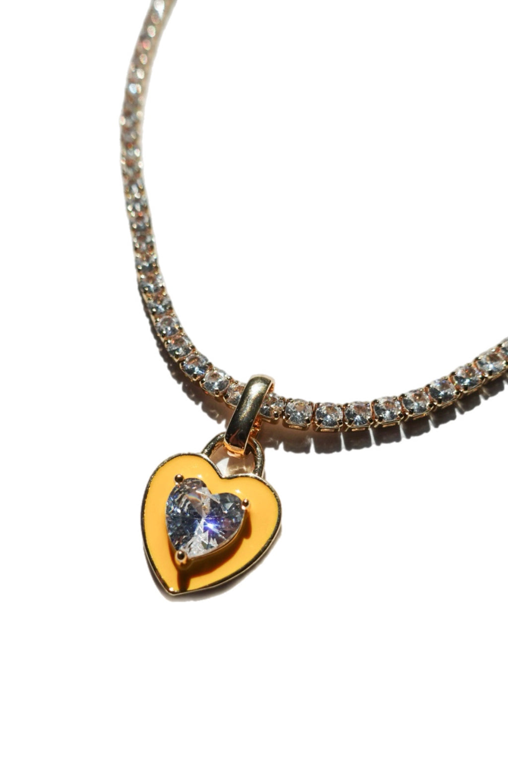 Heart Crystal Necklace(Yellow)