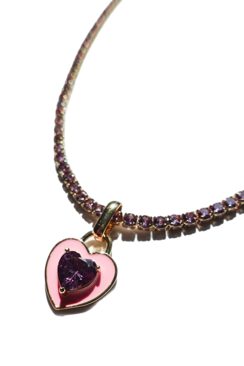 Heart Crystal Necklace(Pink)