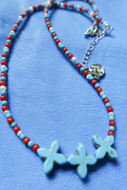 Turquoise Flower Beads × Pop Color Necklace