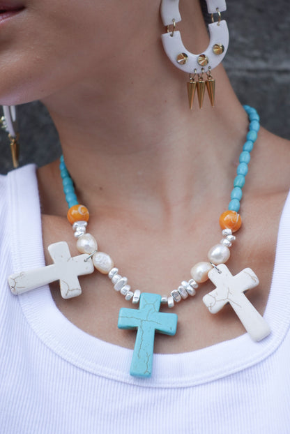 【★30%OFF★】Big Cross Turquoise Necklace